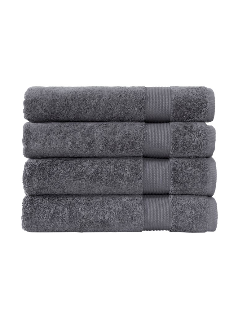 Classic Turkish Towels Genuine Cotton Soft Absorbent Amadeus Bath Towels 30x54 4 Piece Set - Gray