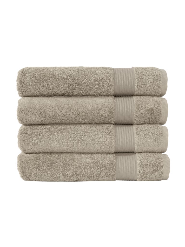 Classic Turkish Towels Genuine Cotton Soft Absorbent Amadeus Bath Towels 30x54 4 Piece Set - Brown Rice