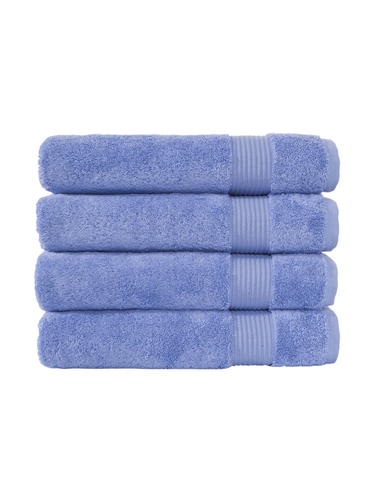 Classic Turkish Towels Genuine Cotton Soft Absorbent Amadeus Bath Towels 30x54 4 Piece Set - Serenity Blue