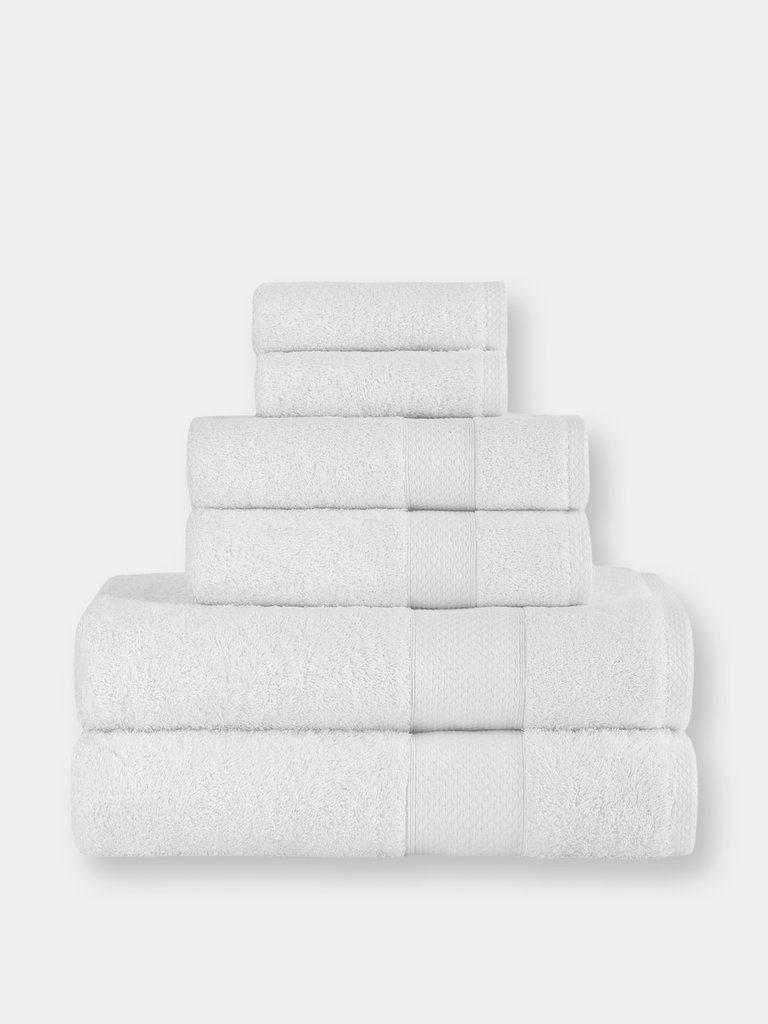 Classic Turkish Towels Genuine Cotton Soft Absorbent Luxury Madison 6 Piece Set With 2 Bath Towels, 2 Hand Towels, 2 Washcloths