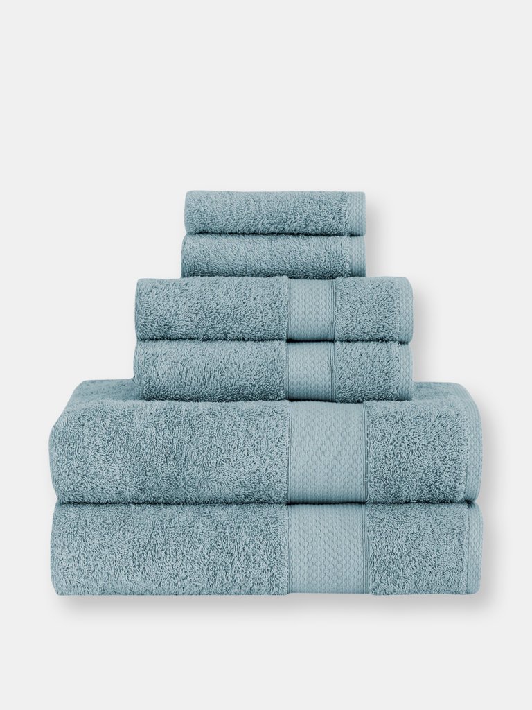 Classic Turkish Towels Genuine Cotton Soft Absorbent Luxury Madison 6 Piece Set With 2 Bath Towels, 2 Hand Towels, 2 Washcloths