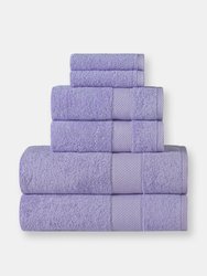 Classic Turkish Towels Genuine Cotton Soft Absorbent Luxury Madison 6 Piece Set With 2 Bath Towels, 2 Hand Towels, 2 Washcloths - Lilac