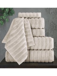 Classic Turkish Towels Genuine Cotton Soft Absorbent Shimmer/Brampton 6 Piece Set With 2 Bath Towels, 2 Hand Towels, 2 Washcloths