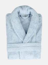 Classic Turkish Towels Shawl Collar 550 GSM Turkish Terry Cloth Robe - Ice Blue