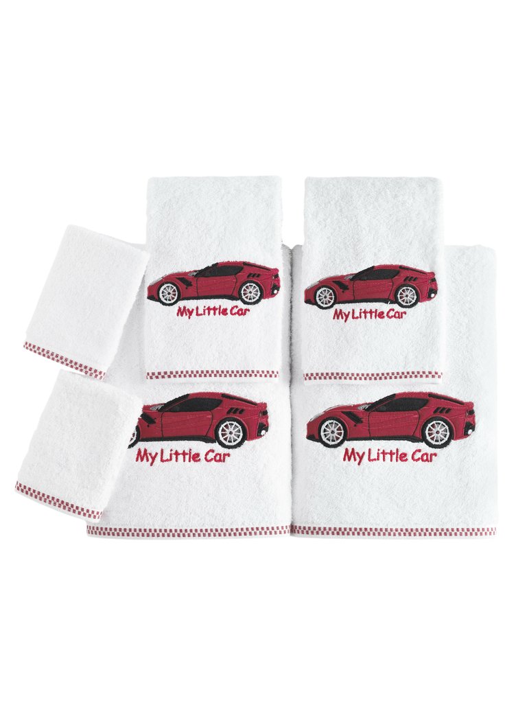 Kid Towels 6 Pc:kids - White/Red