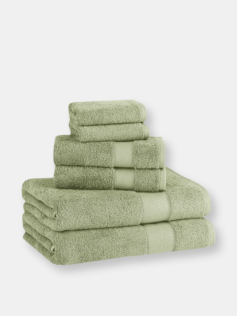 Luxury Madison Turkish Towels Set of 6-Piece Plush and Thick - Sage