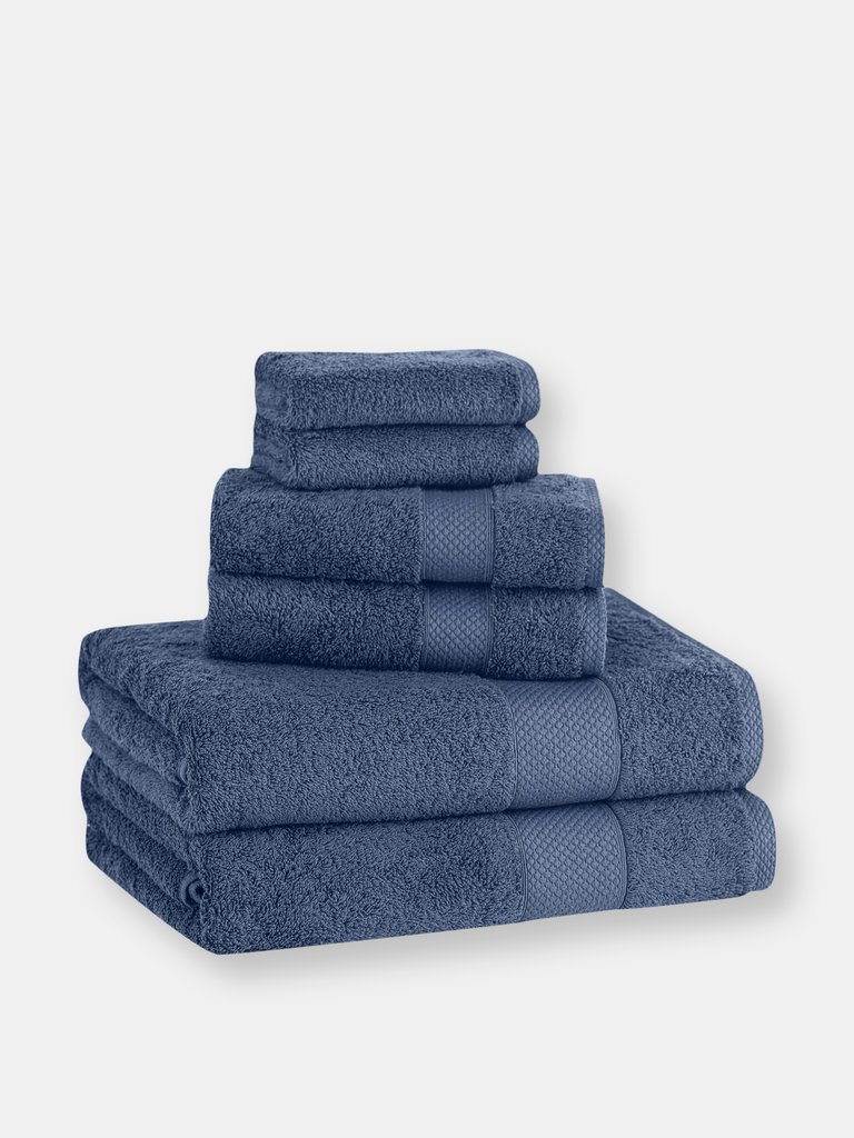 Luxury Madison Turkish Towels Set of 6-Piece Plush and Thick - Blue