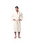 Nautical Sailor Waffle Embroidered Unisex Bathrobe With Pockets and Self-Tie Belt - White