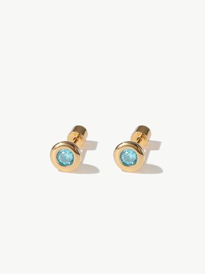 Classicharms Aurora Gold Bezel Set Aquamarine Blue Solitaire Stud Earrings product