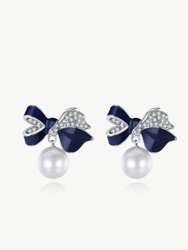 Blue Enamel Butterfly Earrings - Silver