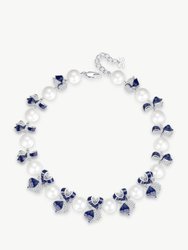 Blue Enamel Butterfly Necklace - Silver