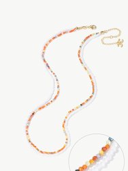 Clarice Rainbow Crystal Mini Beaded Double Layered Necklace - Rainbow