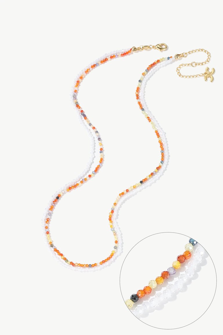 Clarice Rainbow Crystal Mini Beaded Double Layered Necklace - Rainbow