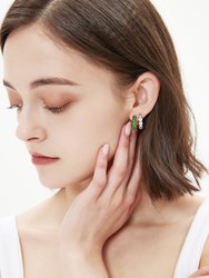 Daniela Gold Huggie Hoop Emerald Zirconia Earrings