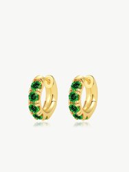 Daniela Gold Huggie Hoop Emerald Zirconia Earrings - Emerald