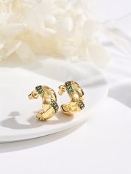 Emerald Braided Design Cuff Hoop Earrings
