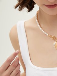 Esmée Amber Glaze Heart Pendant Pearl Necklace