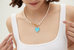 Esmée Aquamarine Glaze Heart Pendant Pearl Necklace
