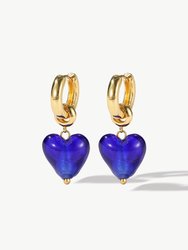 Esmée Blue Glaze Heart Dangle Earrings