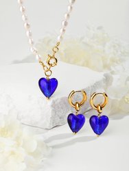 Esmée Blue Glaze Heart Dangle Earrings