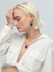 Esmée Blue Glaze Heart Pendant Pearl Necklace