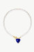 Esmée Blue Glaze Heart Pendant Pearl Necklace - Blue