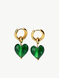 Esmée Green Glaze Heart Dangle Earrings