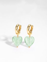 Esmée Lime Green Glaze Heart Dangle Earrings - Lime Green