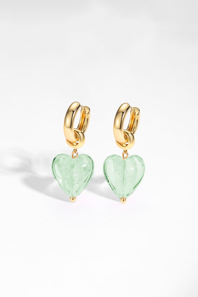 Esmée Lime Green Glaze Heart Dangle Earrings - Lime Green