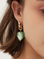 Esmée Lime Green Glaze Heart Dangle Earrings