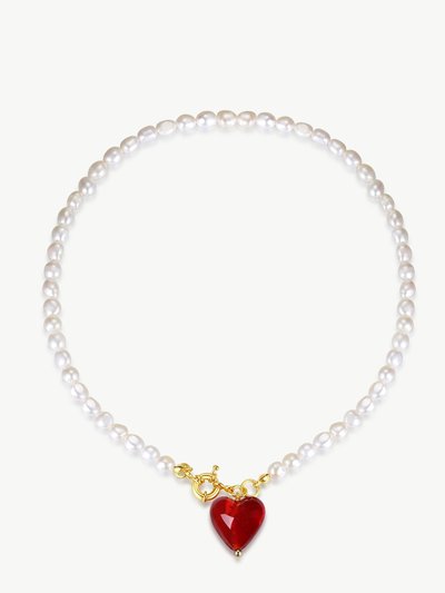 Classicharms Esmée Red Glaze Heart Pendant Pearl Necklace product