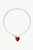 Esmée Red Glaze Heart Pendant Pearl Necklace - Red