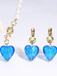 Esmée Sky Blue Glaze Heart Dangle Earrings