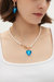 Esmée Sky Blue Glaze Heart Pendant Pearl Necklace