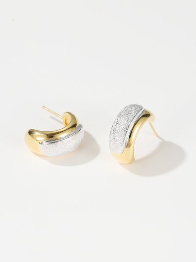 Classicharms Frosted and Matted Texture Two Tone Hoop Earrings product