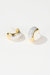 Frosted and Matted Texture Two Tone Hoop Earrings - Yellow Gold/White Gold