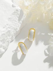 Frosted and Matted Texture Two Tone Hoop Earrings