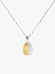 Frosted And Matted Texture Two Tone Pendant Necklace - Yellow Gold/White Gold