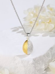 Frosted And Matted Texture Two Tone Pendant Necklace
