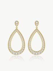 Gold Artisanal Pavé Hollow Teardrop Earrings - Gold