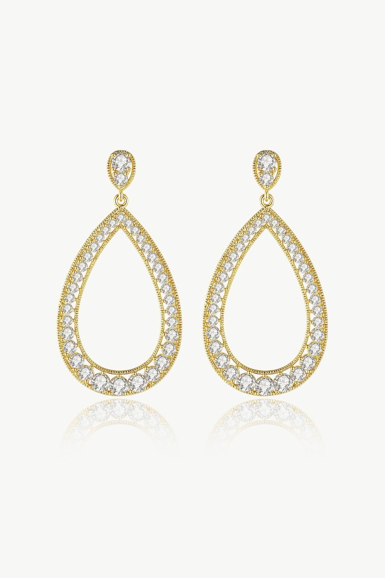 Gold Artisanal Pavé Hollow Teardrop Earrings - Gold