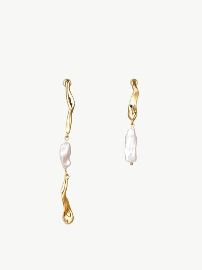 Classicharms Gold Asymmetrical Molten Baroque Pearl Earrings product