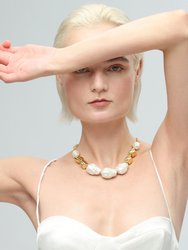 Gold Baroque Pearl Statement Necklace