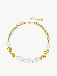 Gold Baroque Pearl Statement Necklace - Gold