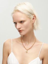 Gold Carved Pendant And Pearl Necklace