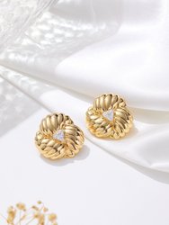 Gold Clover Designed Stud Earrings