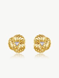 Gold Clover Designed Stud Earrings - Gold