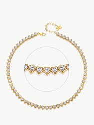 Gold Heart Shaped Zirconia Tennis Choker Necklace - Gold