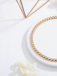 Gold Heart Shaped Zirconia Tennis Choker Necklace