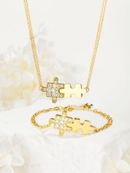 Gold Jigsaw Puzzle Necklace